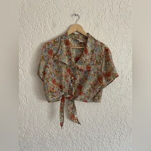 BONJOUR Vintage 90s Front Tie Blouse
